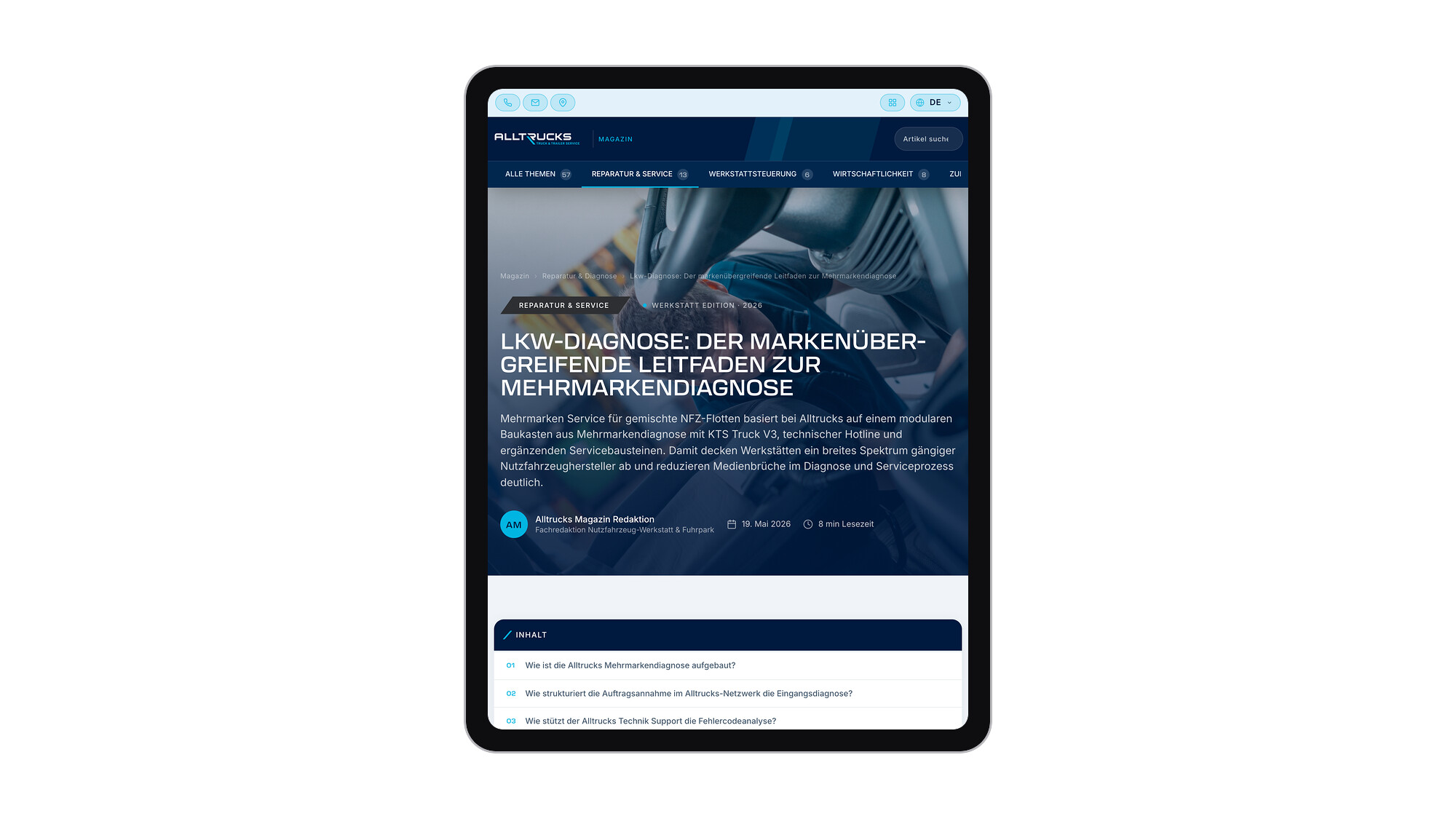 Beitrag auf dem Tablet