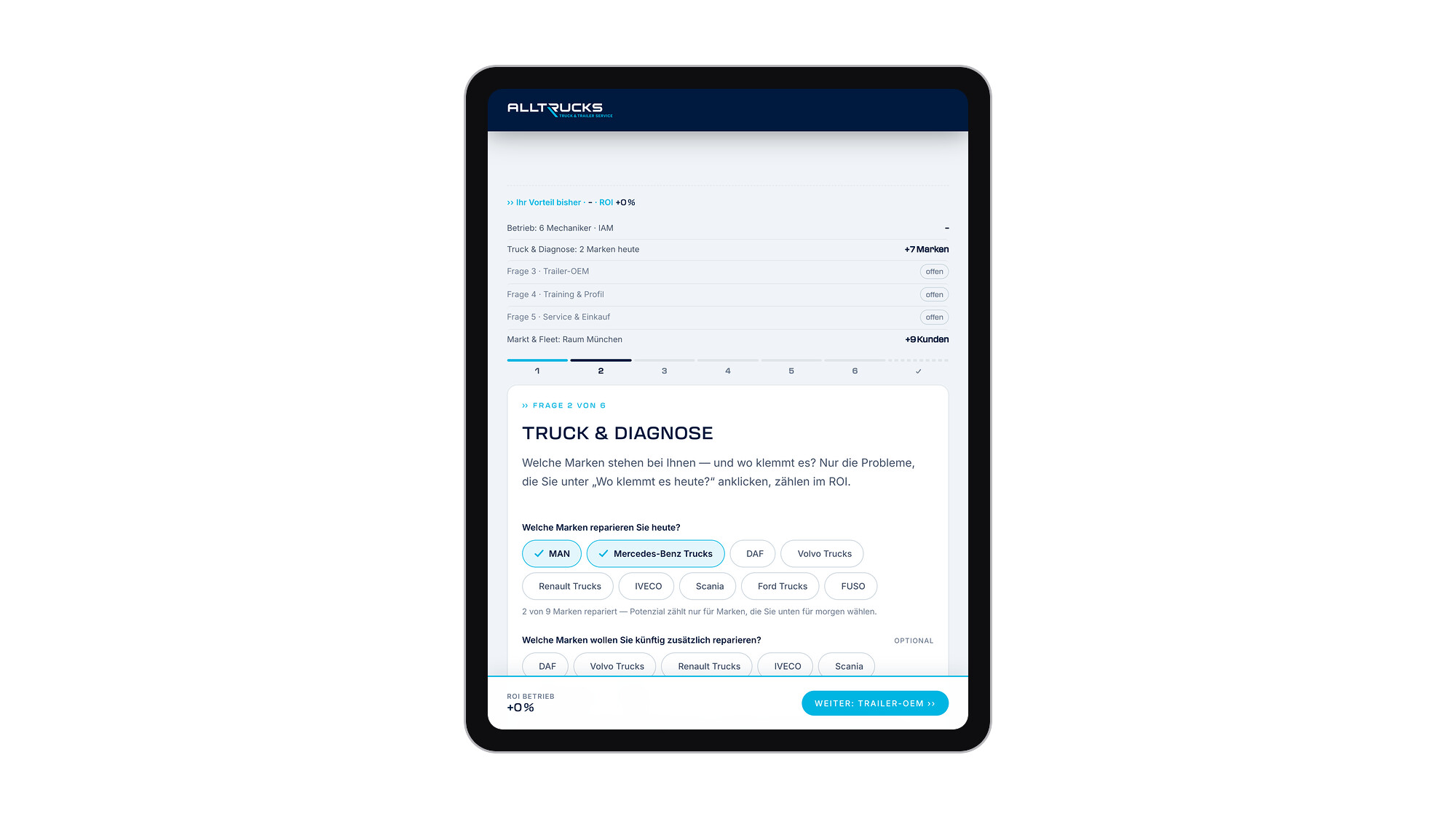 Truck und Diagnose auf dem Tablet