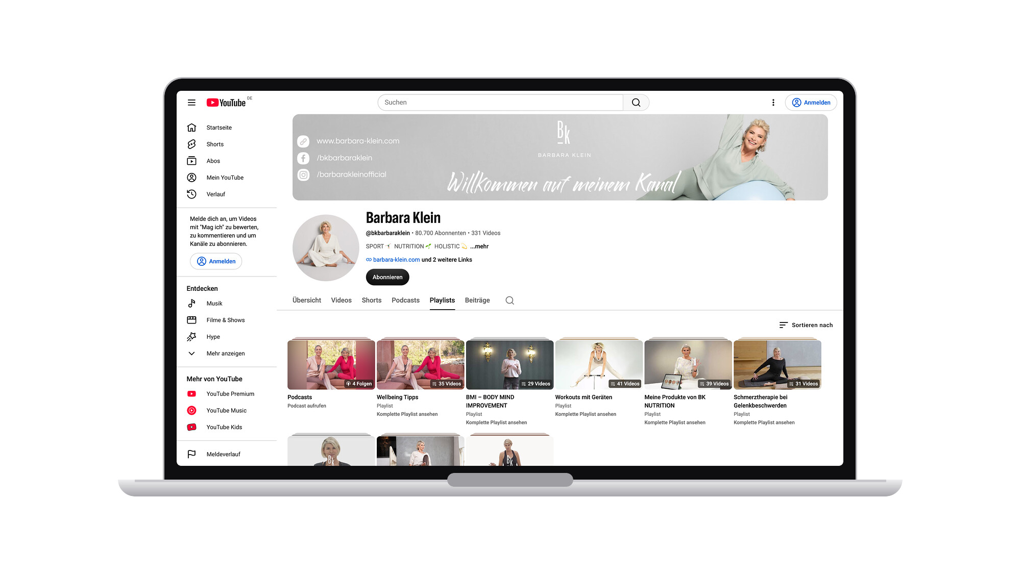 Playlists: Workouts, Ernährung, Produkte
