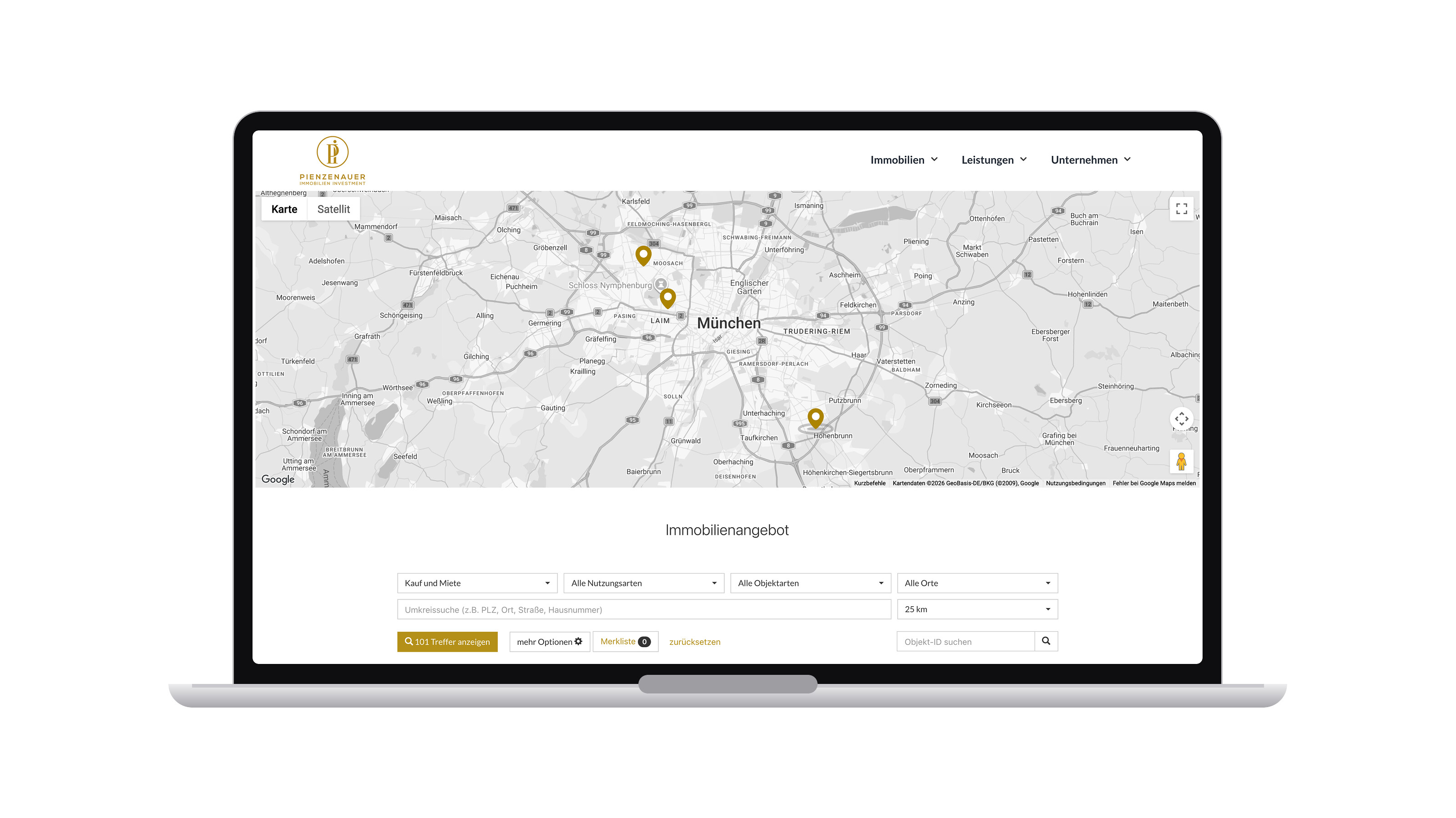 Immobiliensuche mit Karte