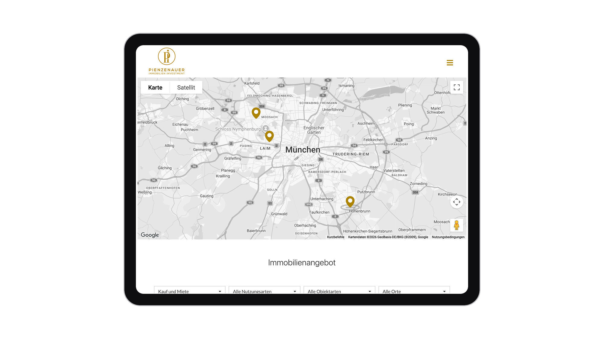 Immobiliensuche auf dem Tablet