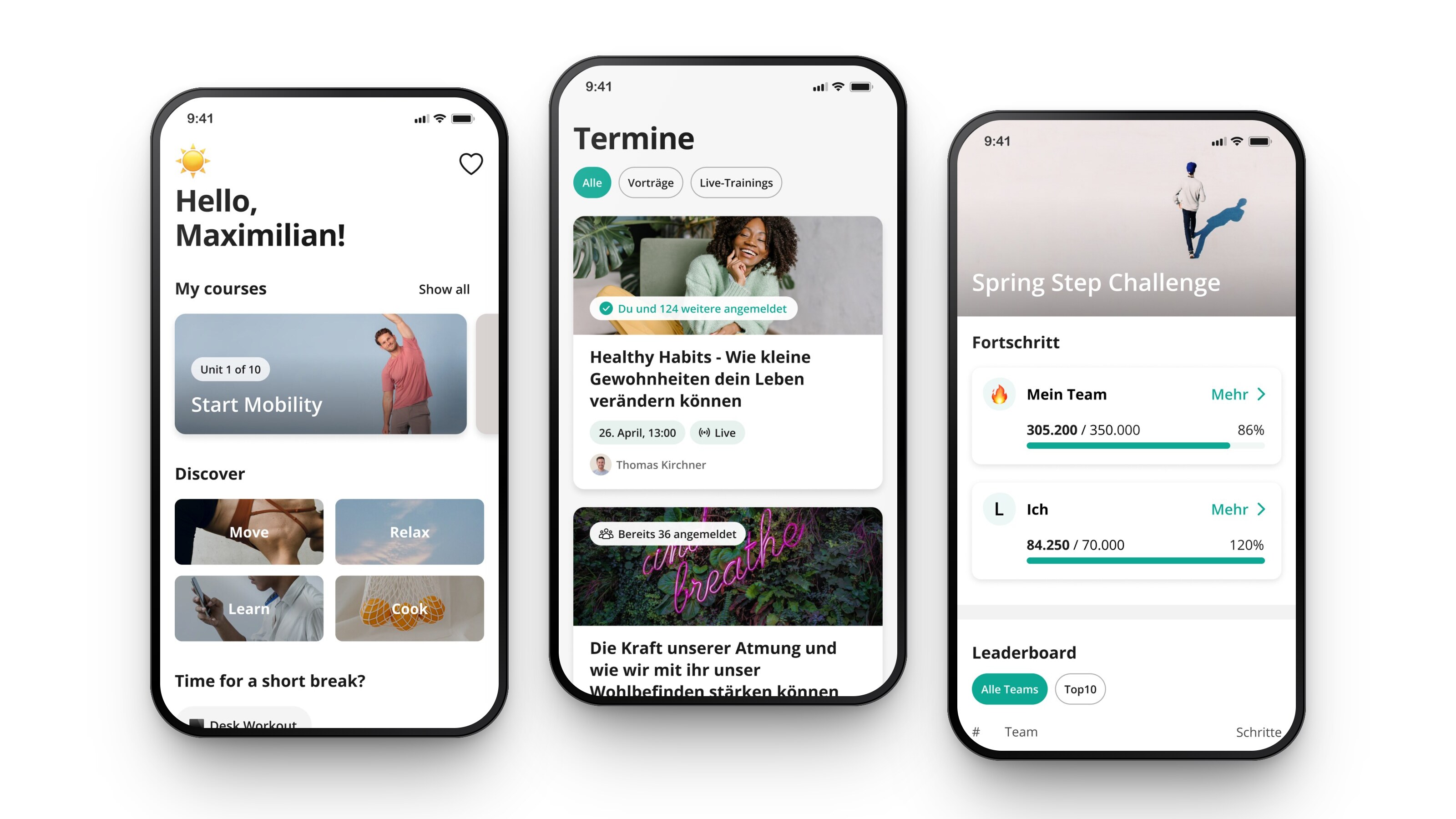 Senseble App mit Coaching und Terminen