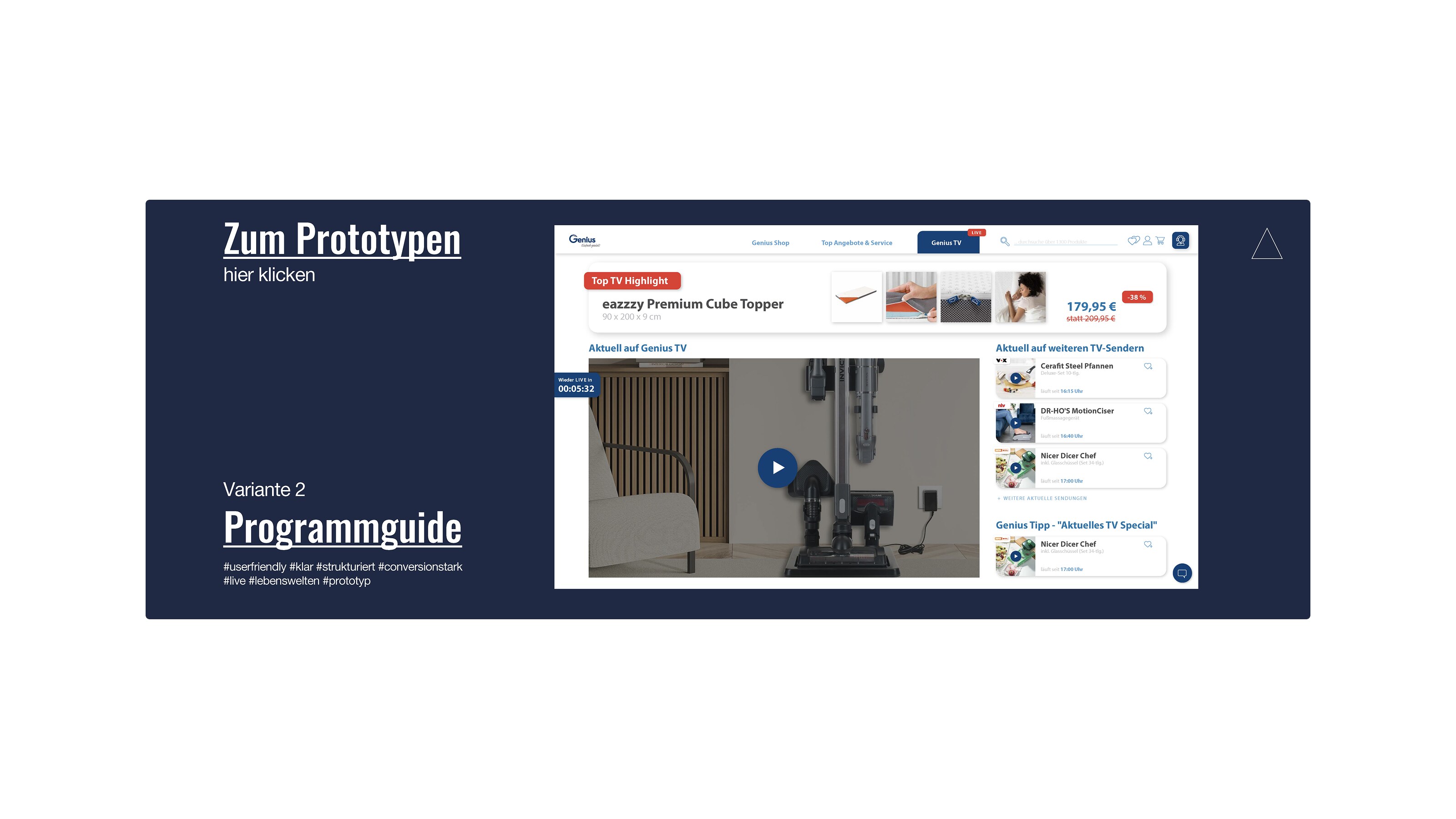 Klickprototyp für den Programmguide von Genius