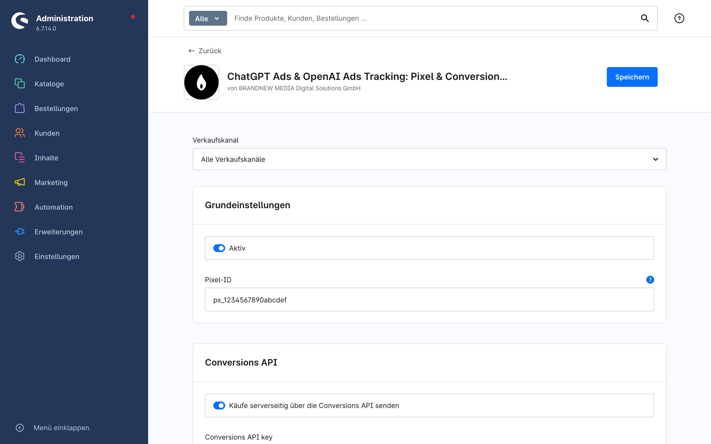 Plugin Konfiguration in der Shopware Administration
